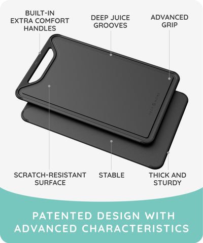 JULY HOME cutting board with non-slip grip for secure chopping.