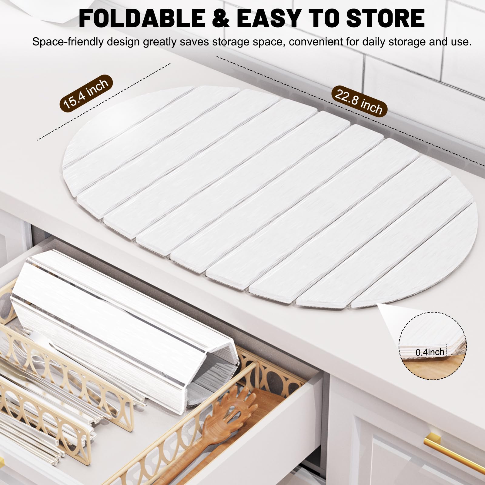 Julysky diatomaceous-earth mat quick-dry for spotless counters after dishes.
