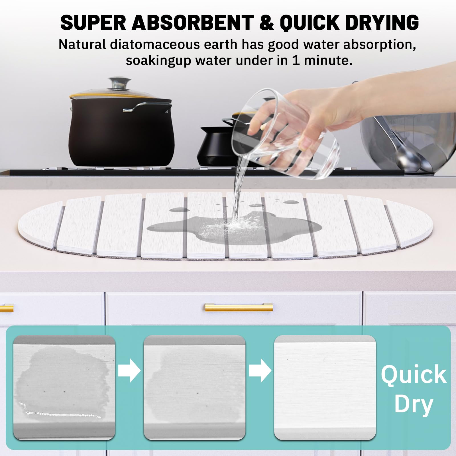 Julysky stone-drying mat care-scrub-included ensures simple upkeep.