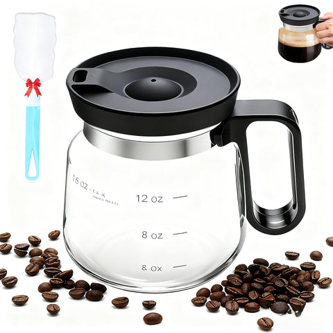 Julyxi 16oz coffee pot mug with classic mini pot design in glass