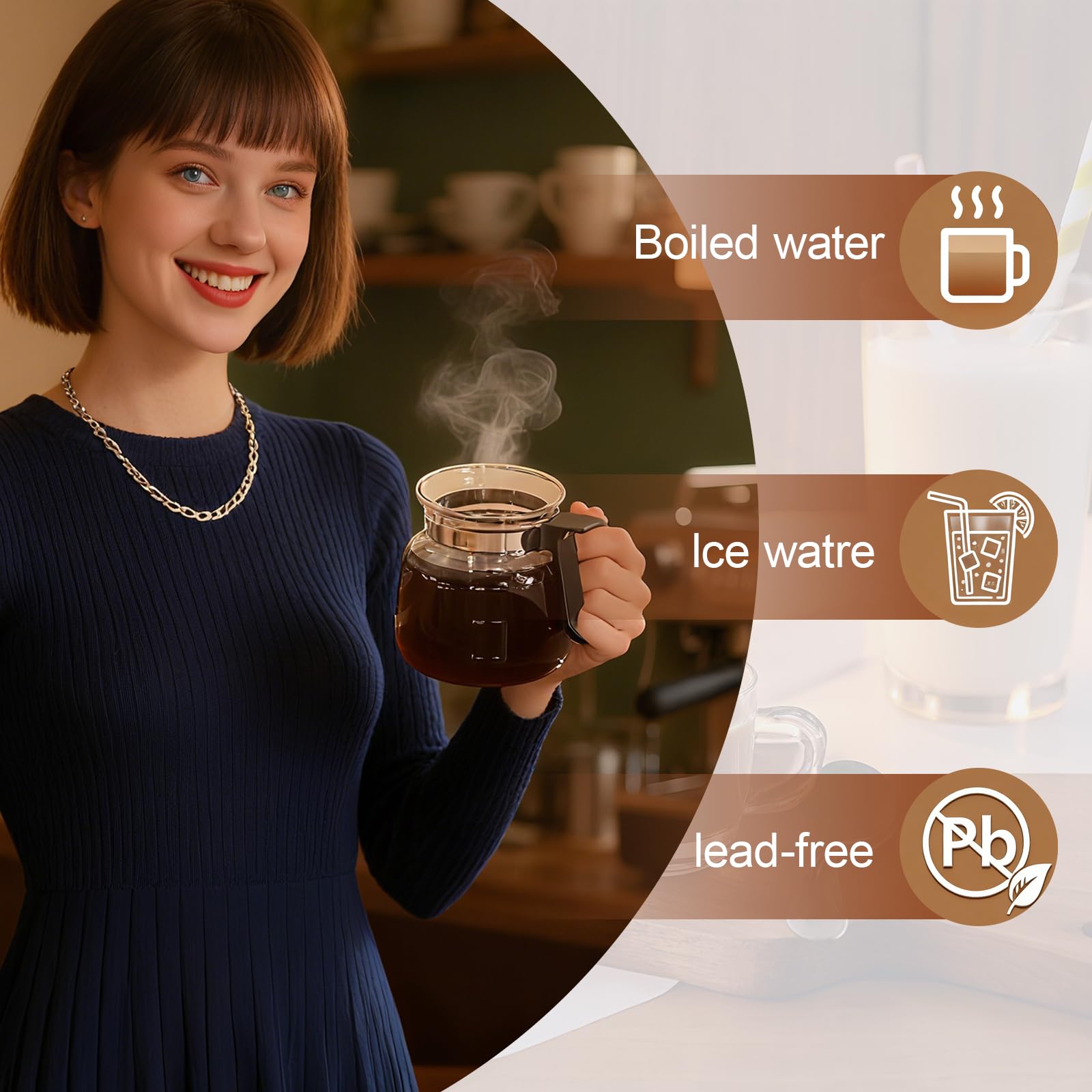Wide-mouth Julyxi glass mug easy to clean and dishwasher safe