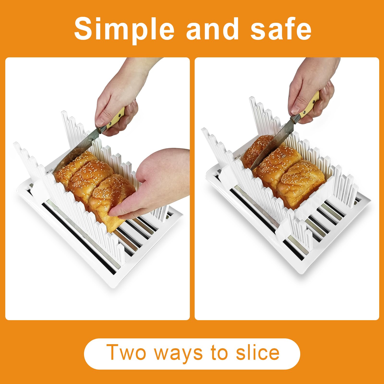 JUMEIHUI bread slicer demonstrates adjustable width from 6.7 to 3.1 inches.