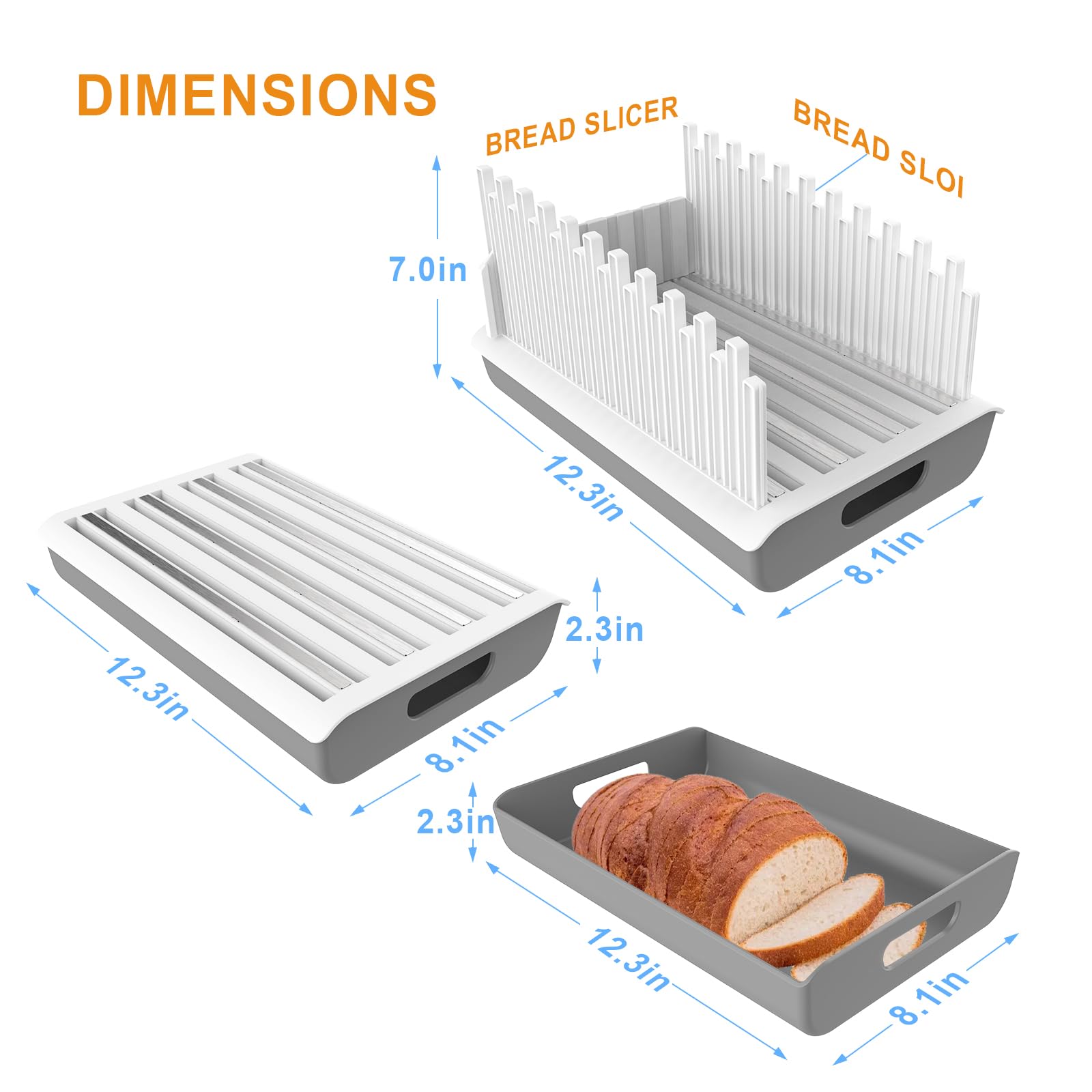JUMEIHUI bread slicer rests on non-slip feet for stable cutting.