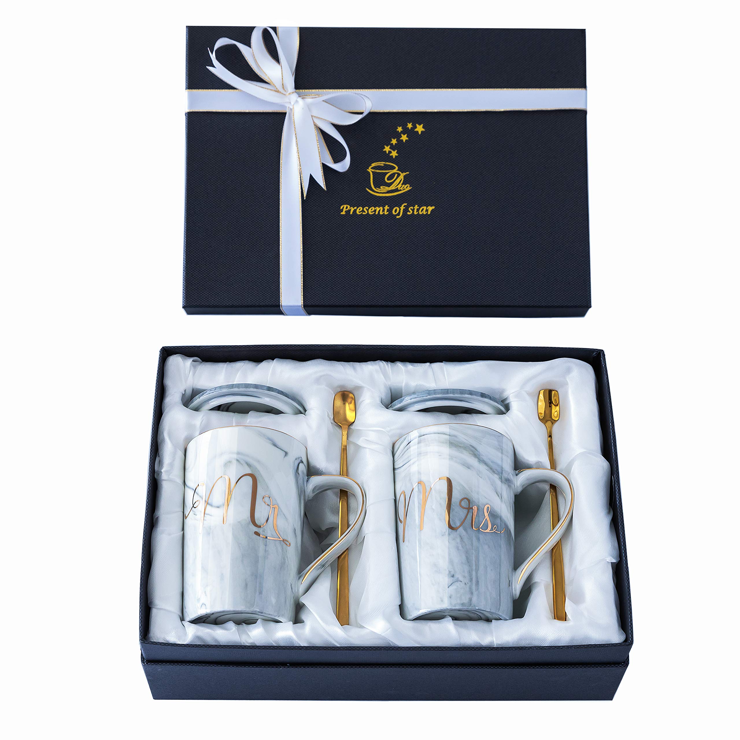 Jumway Mr and Mrs grey coffee mugs set for couples, ideal wedding gift