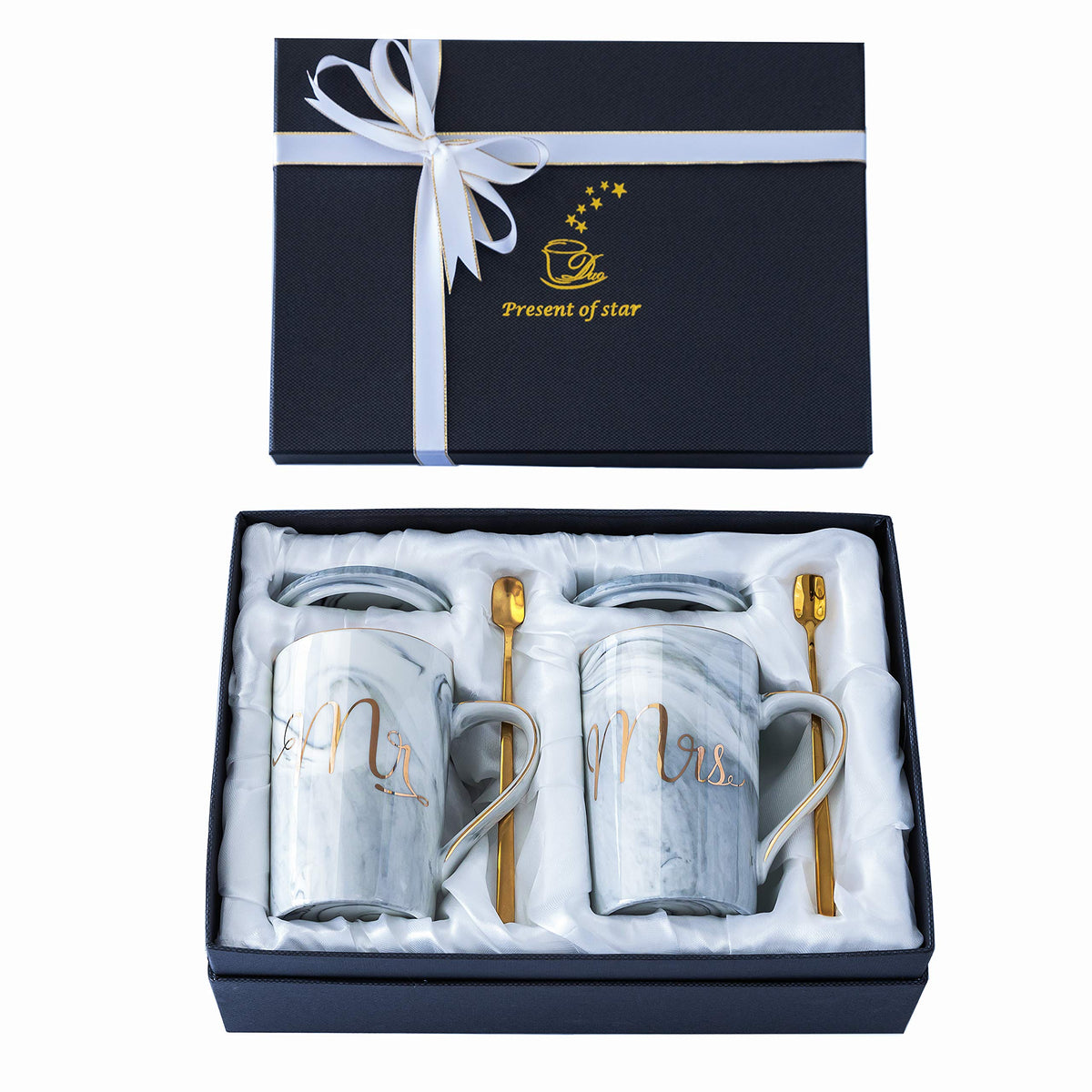 Jumway Mr and Mrs grey coffee mugs set for couples, ideal wedding gift