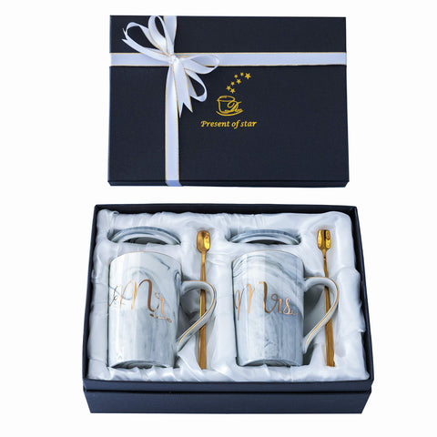 Jumway Mr and Mrs grey coffee mugs set for couples, ideal wedding gift