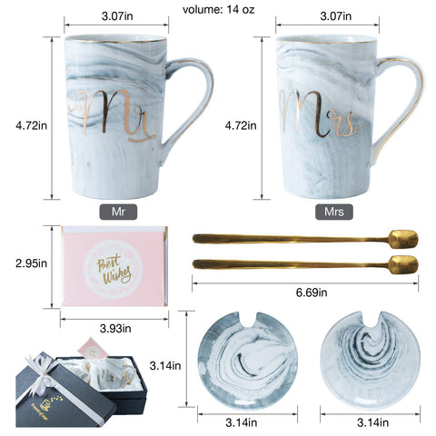 Jumway Mr and Mrs mugs with unique pattern for a personal touch
