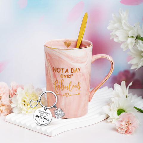 Jumway Not A Day Over Fabulous mug includes scented soap and makeup bag