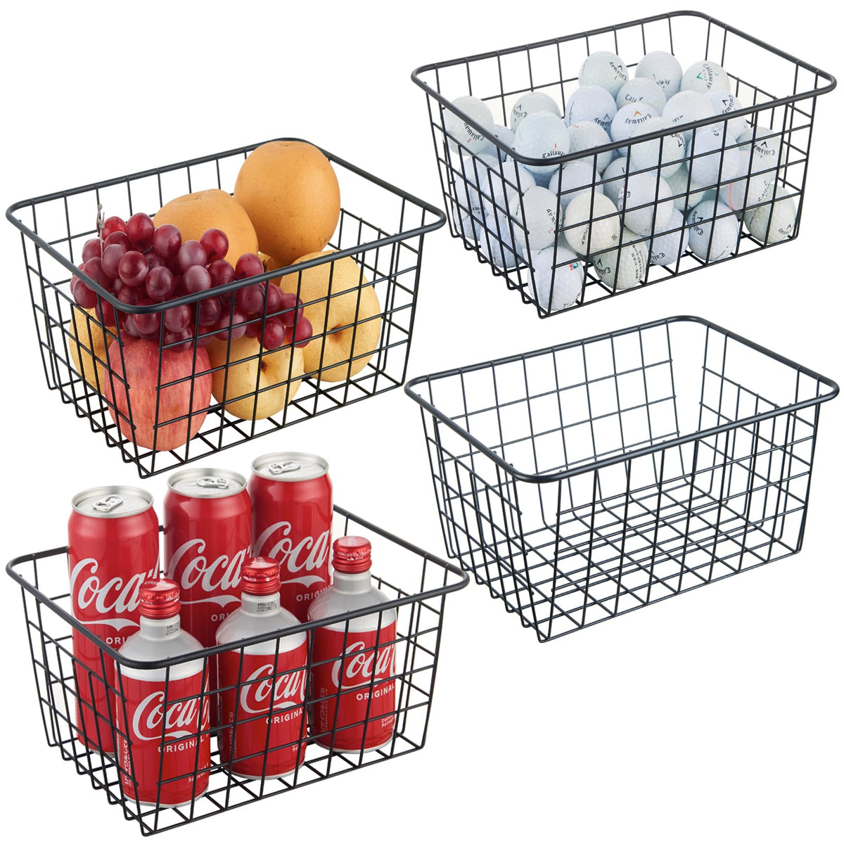 JUNCHU CHERRY wire basket kitchen storage setup for versatile organization.