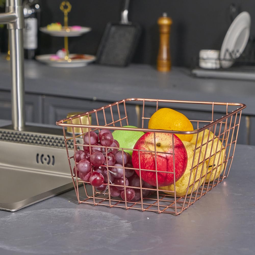 JUNCHU CHERRY wire basket space-saving stackable solution for shelves.
