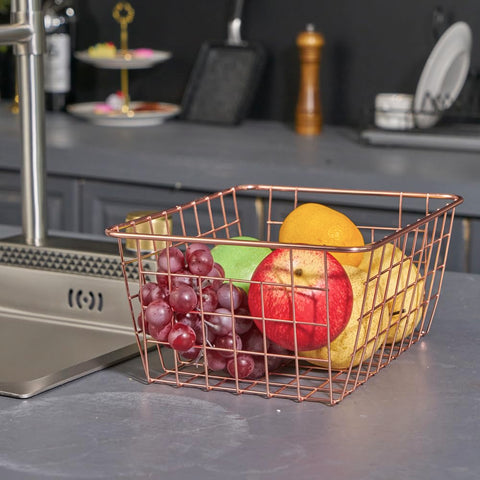 JUNCHU CHERRY wire basket space-saving stackable solution for shelves.
