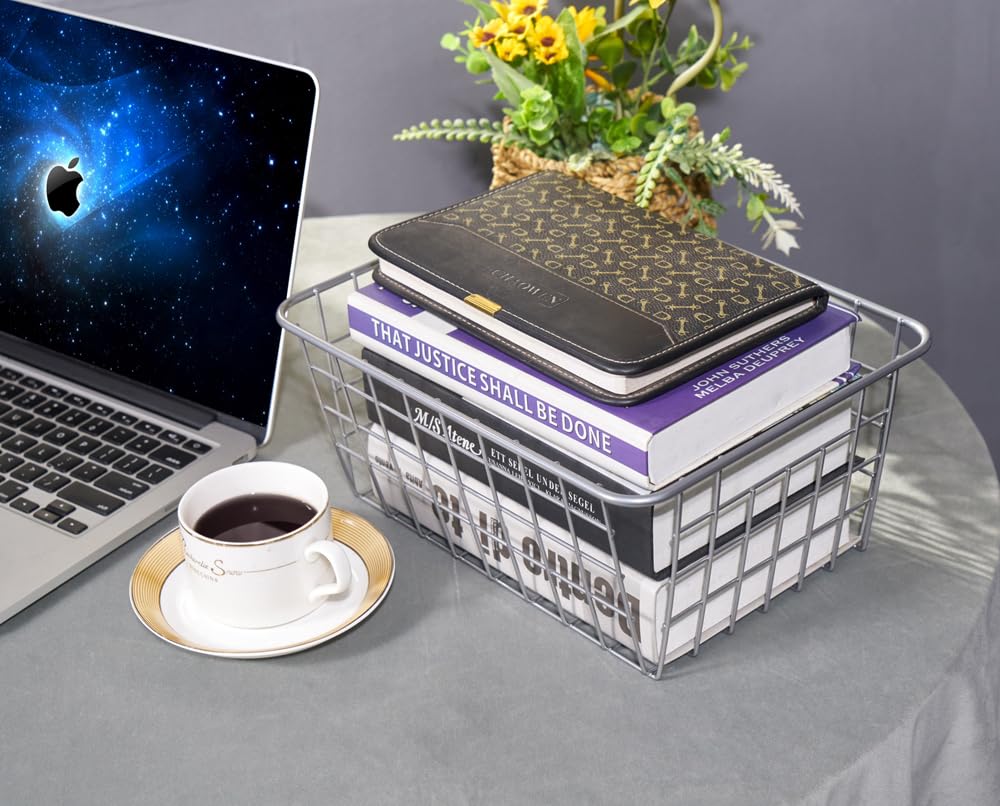 JUNCHU CHERRY wire basket stackable design maximizes small-space organization.