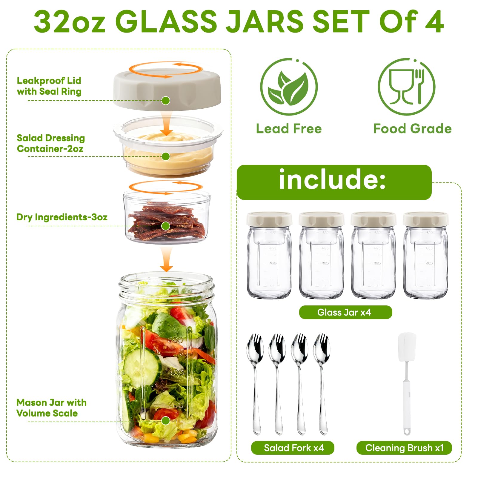 Junlin salad jar shows a dry-ingredient layer to prevent soggy greens.