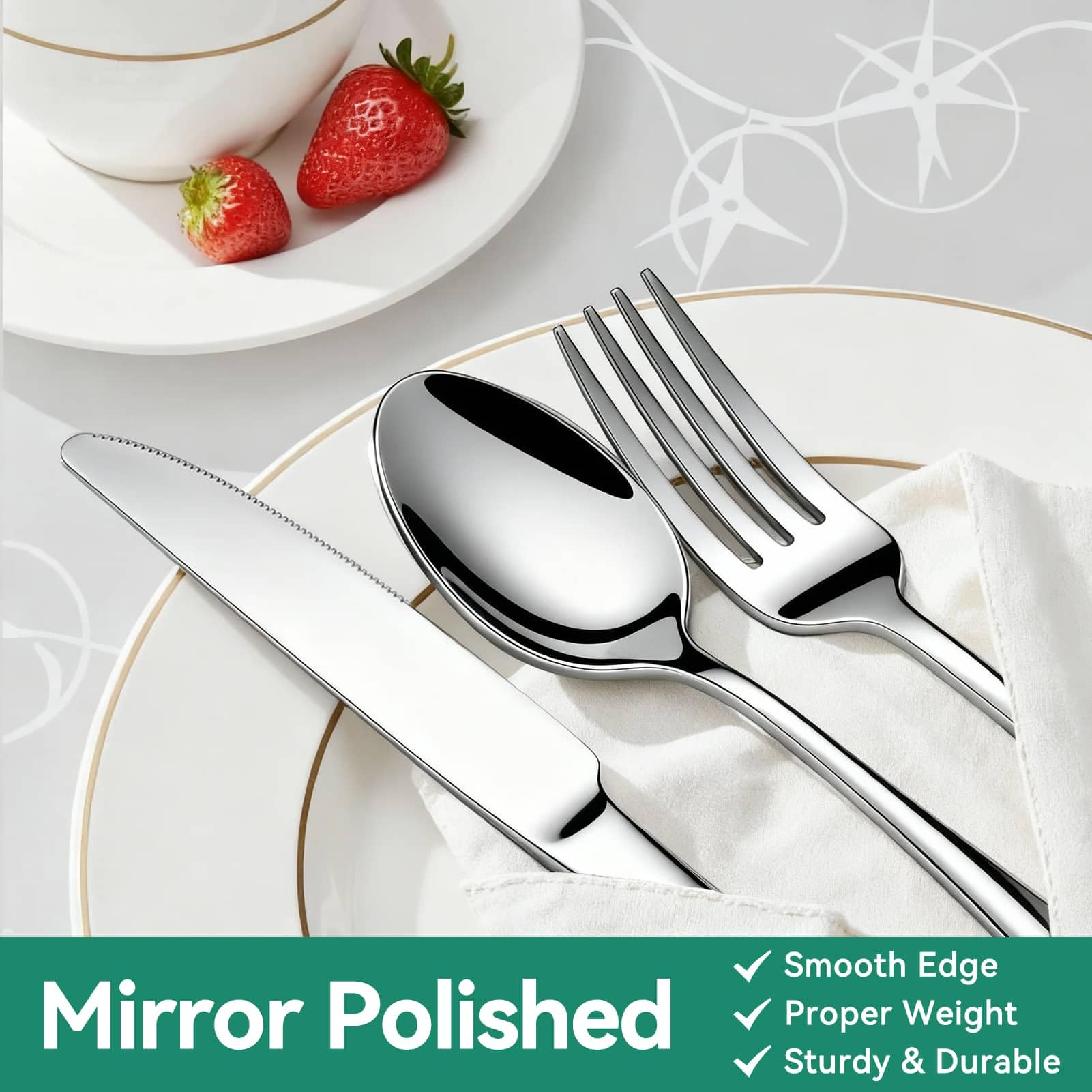 JUNLIN table setting with silverware ready for festivals and gatherings.