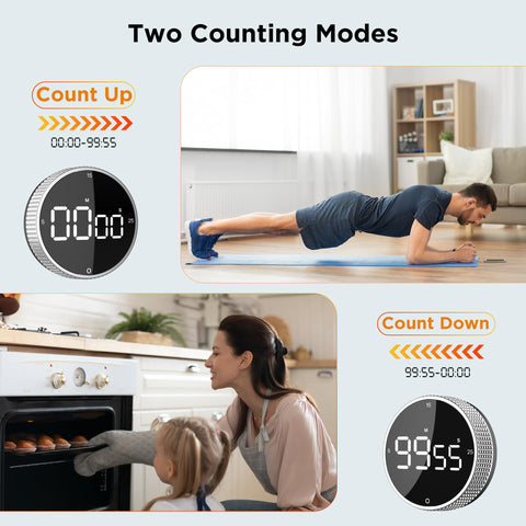 JUNVIL Upgrade Digital Kitchen Timer countdown and countup range 00:00 to 99:55.