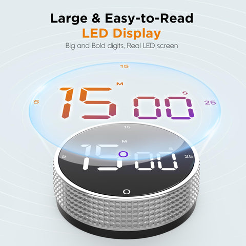 JUNVIL Upgrade Digital Kitchen Timer dial demonstrates simple time setting.