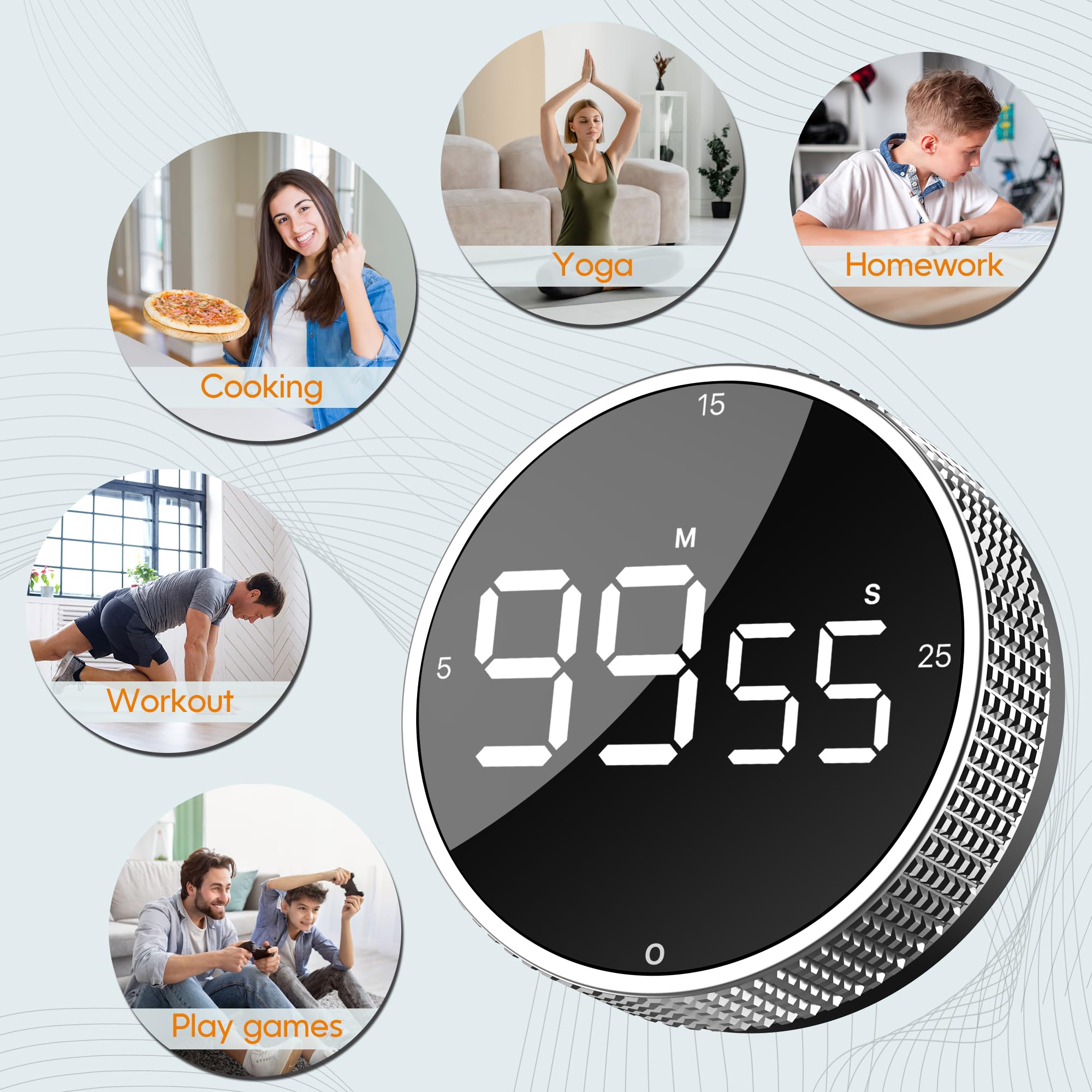 JUNVIL Upgrade Digital Kitchen Timer high-contrast LED for dim kitchens.