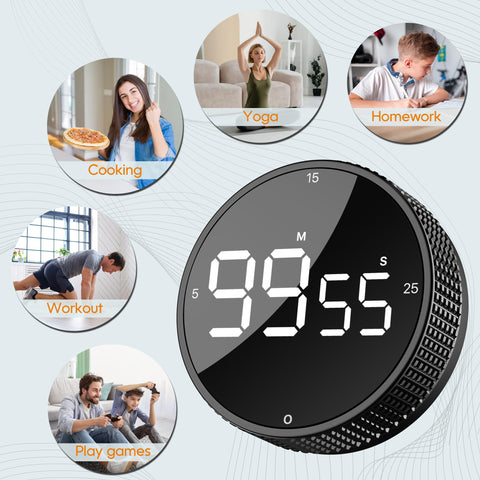 JUNVIL Upgrade Digital Timer compact design fits on counters and boards.