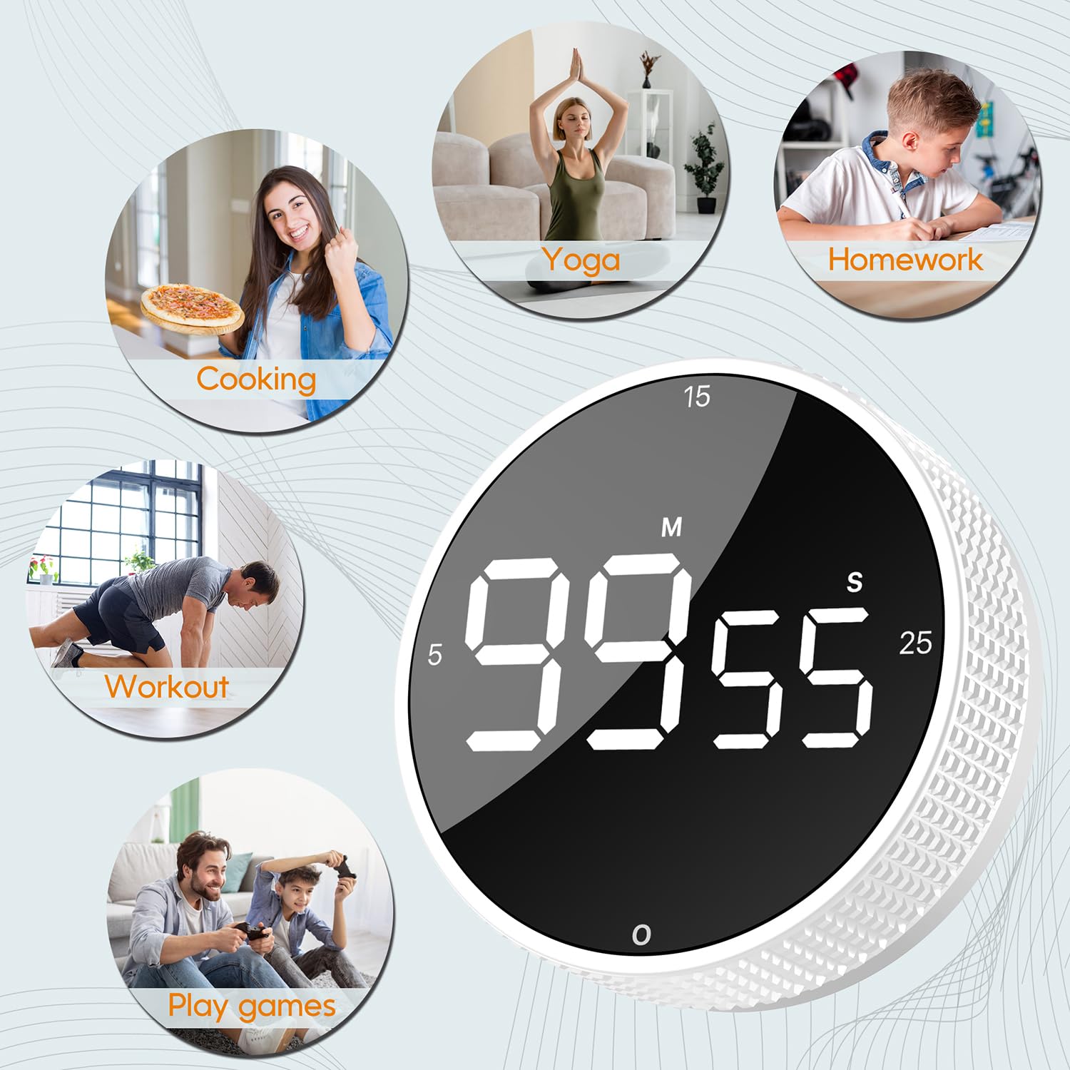 JUNVIL Upgrade Timer suits kitchen, baking, and fitness routines with easy reach.
