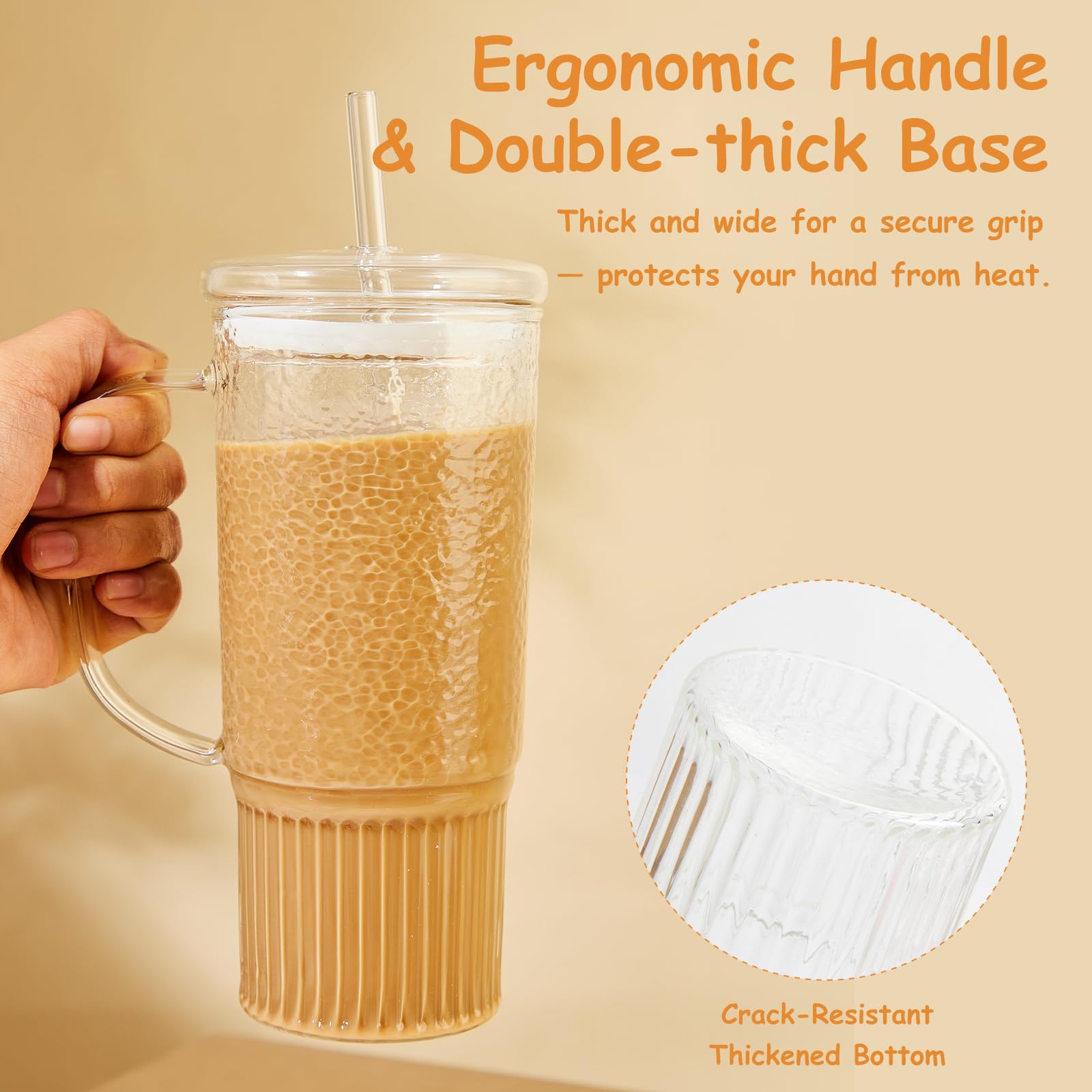 JunVpic ergonomic handle tumbler offers comfortable grip for hot or cold drinks