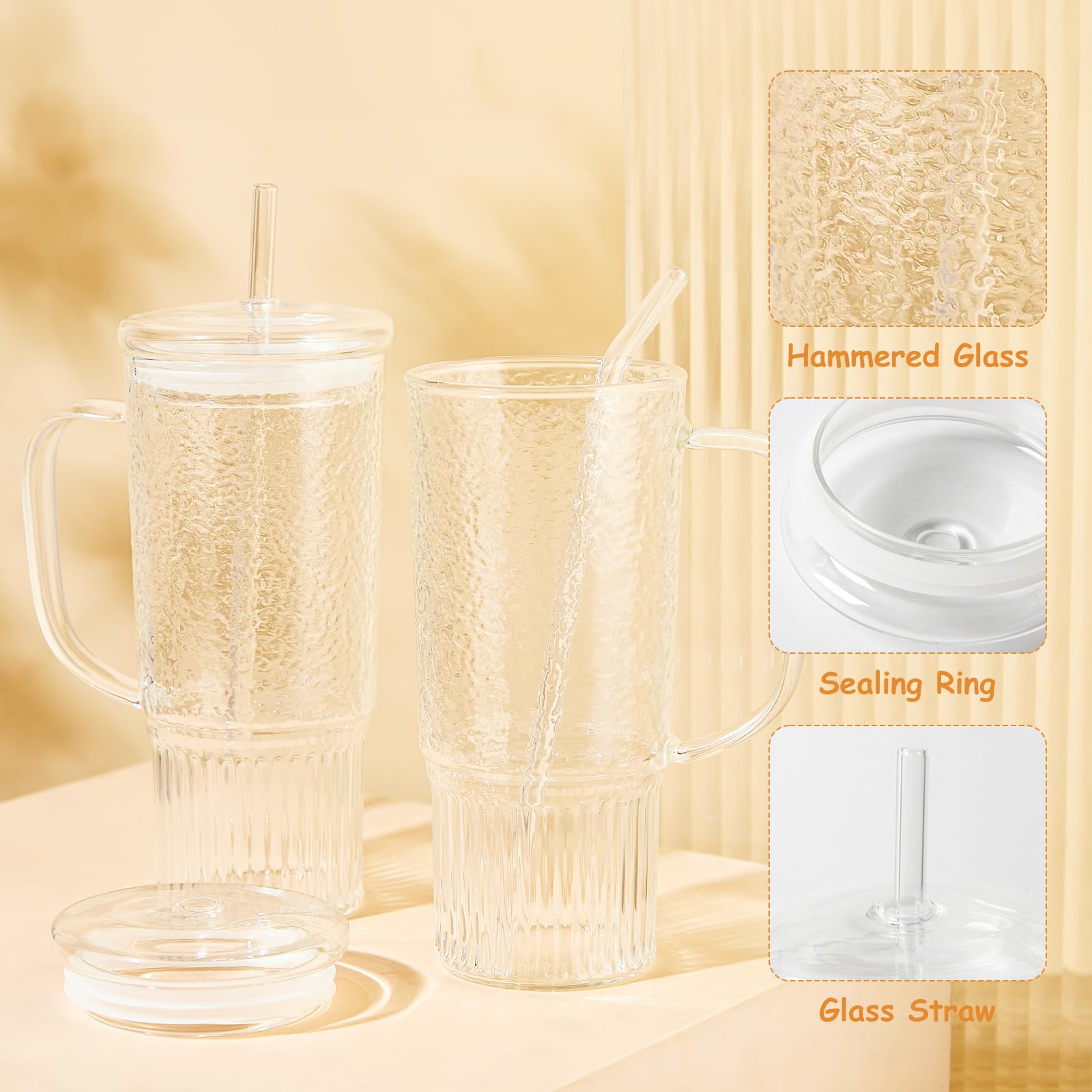 JunVpic leak-proof glass lid with straw slot prevents spills at home, work, or travel