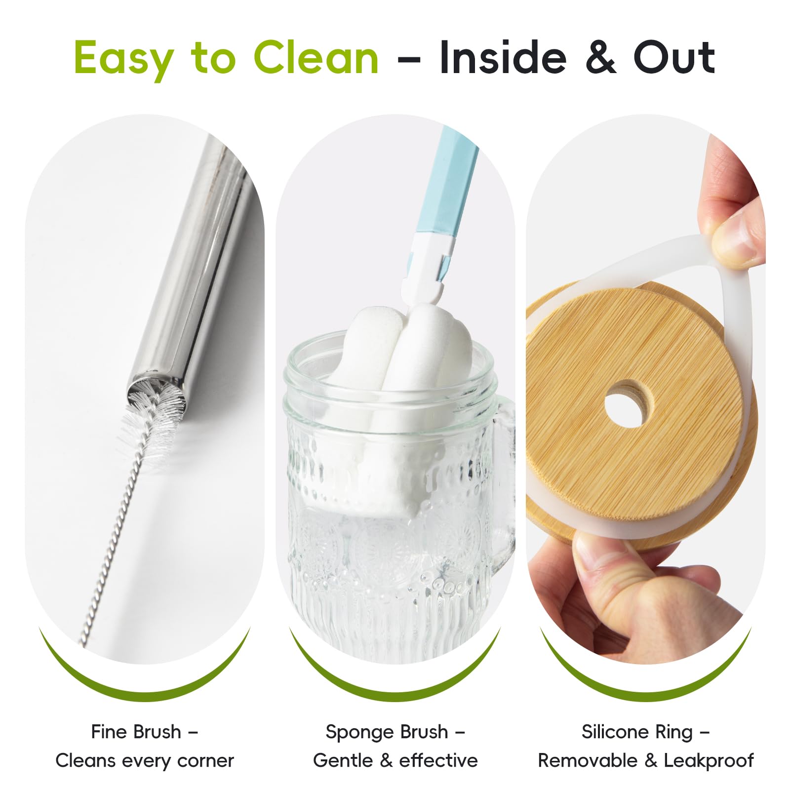 Removable silicone ring simplifies cleanup and setup.