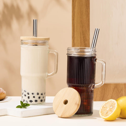 JunVpic daily-use ribbed tumbler designed for iced coffee, smoothies, or tea.
