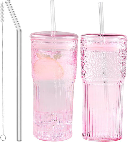 JunVpic glass coffee cups with embossed texture for a stylish grip and grip-friendly design.