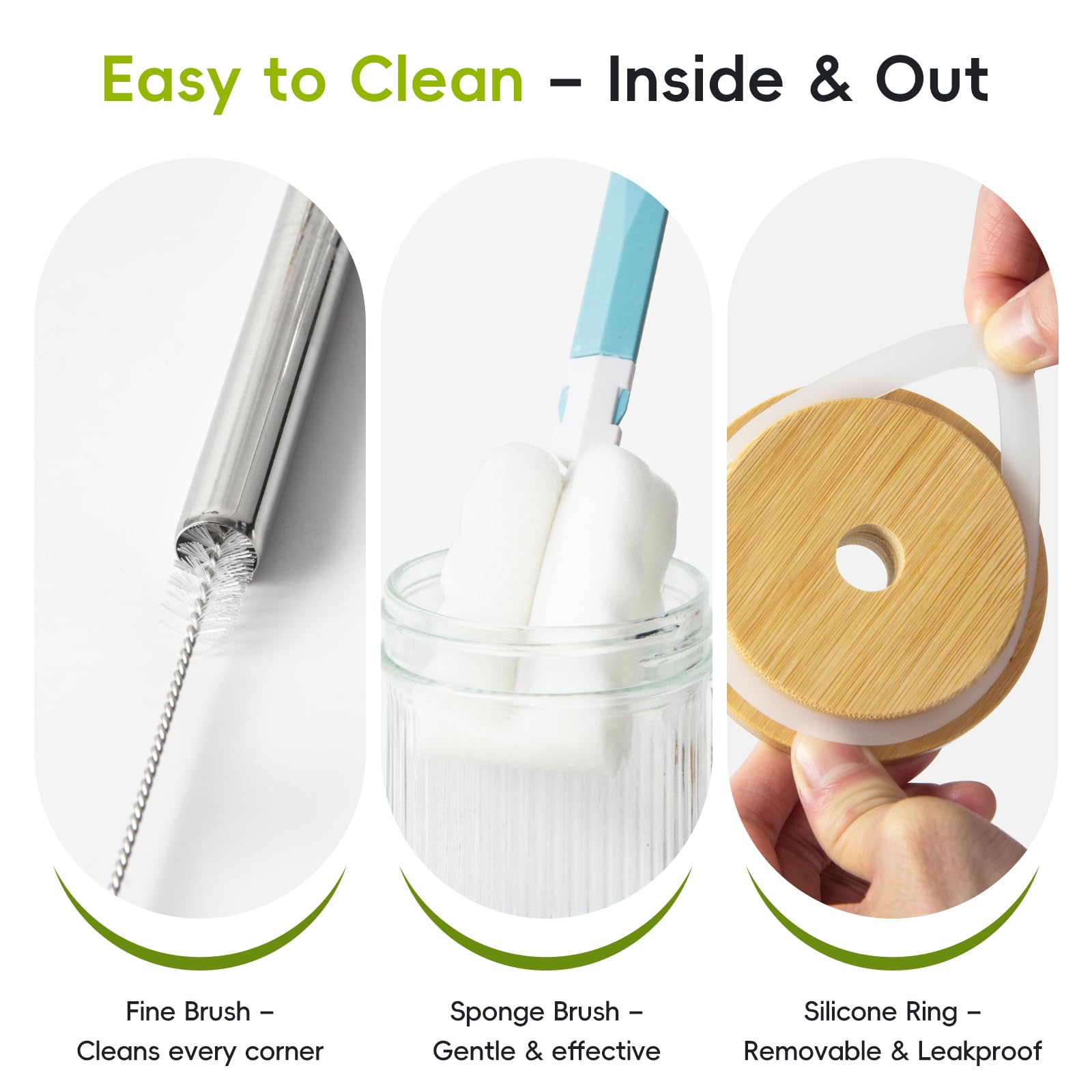JunVpic sponge brush and straw cleaner for quick, thorough cleaning after drinks.