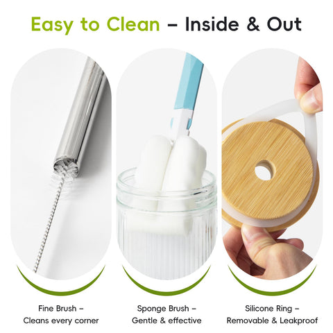 JunVpic sponge brush and straw cleaner for quick, thorough cleaning after drinks.