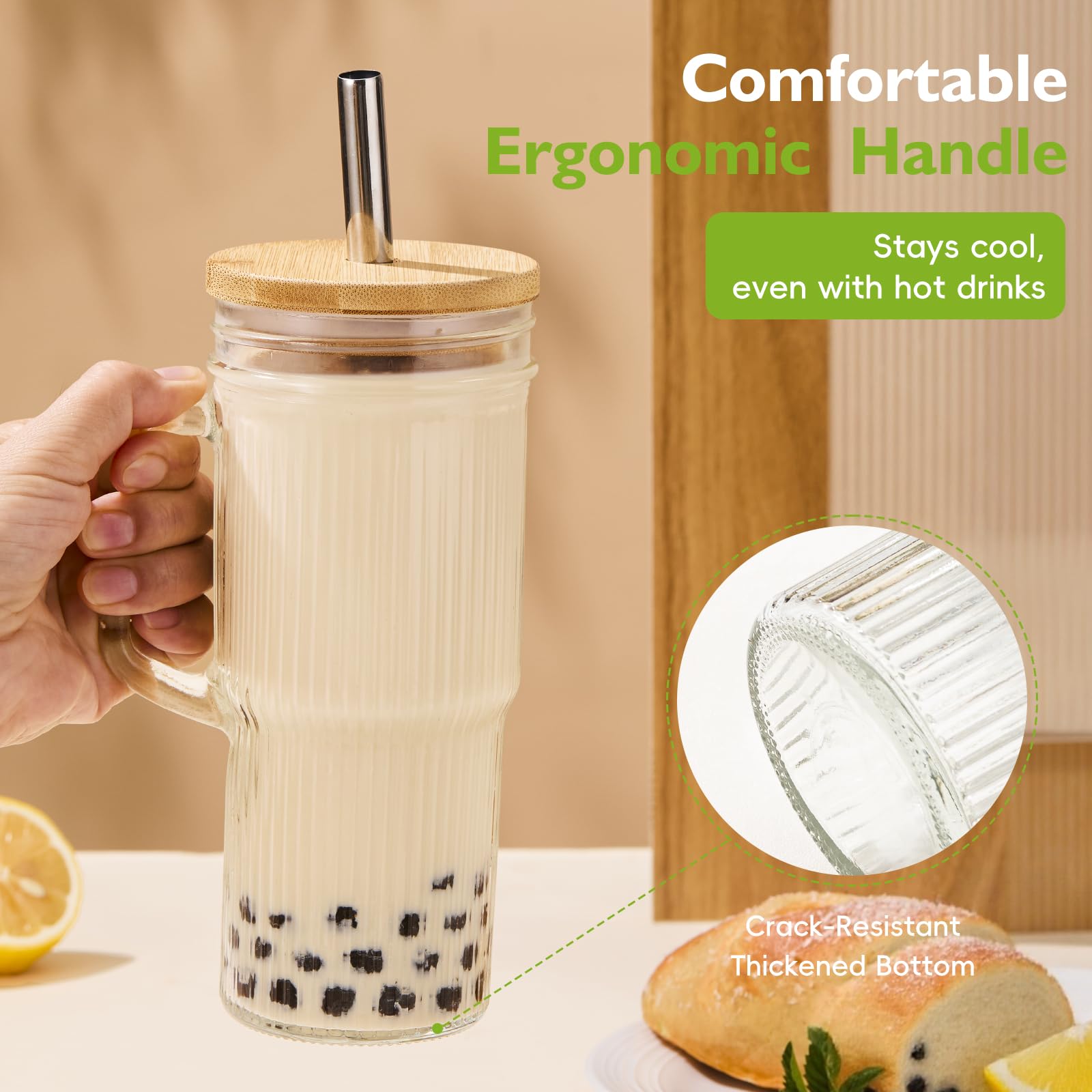 JunVpic stainless steel straw set for reusable sipping with ice coffee or tea.