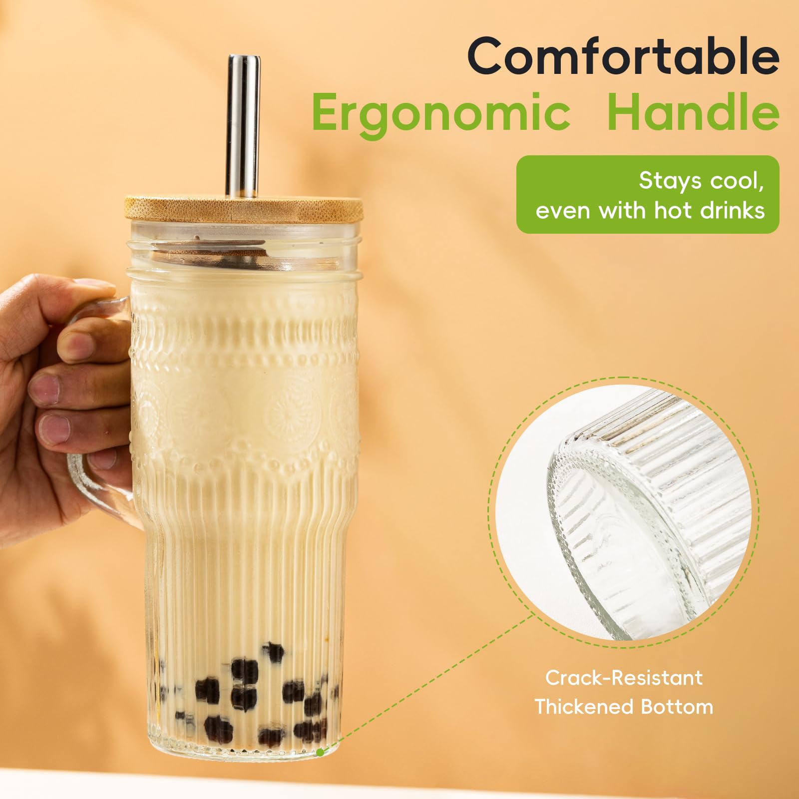 Stainless steel straws support cold drinks like smoothies or tea.