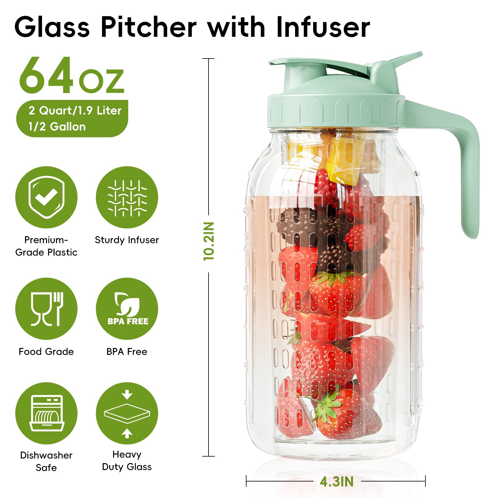 JunVpic wide-mouth pitcher for easy filling and thorough cleaning.