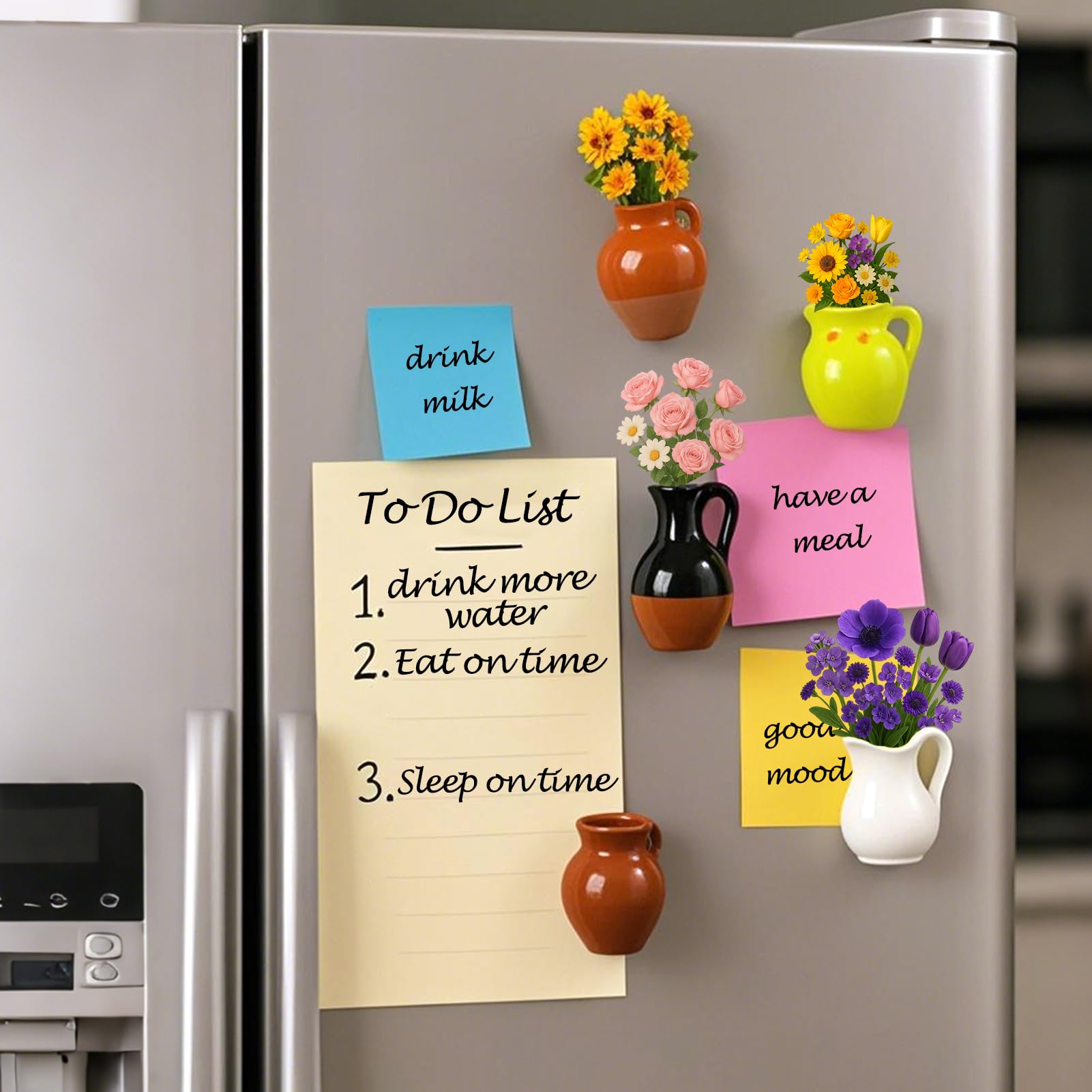 Juome 3D hollow design vase magnet with faux flowers option