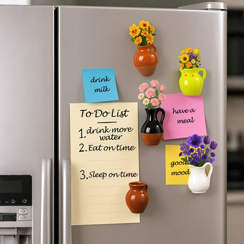 Juome 3D hollow design vase magnet with faux flowers option