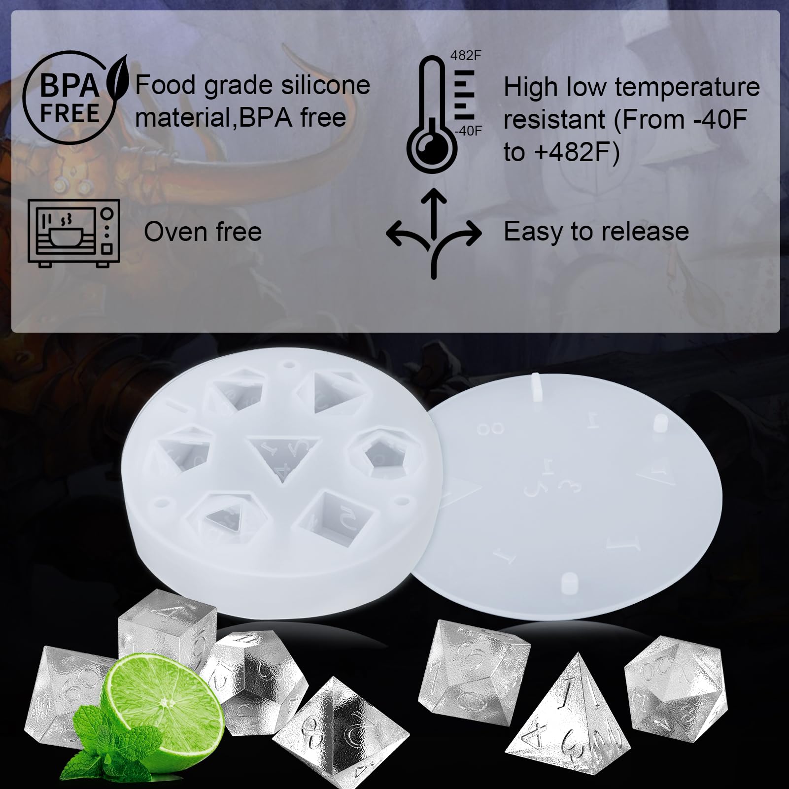 Juome seven-cavity silicone mold with BPA-free safety and flexible release.