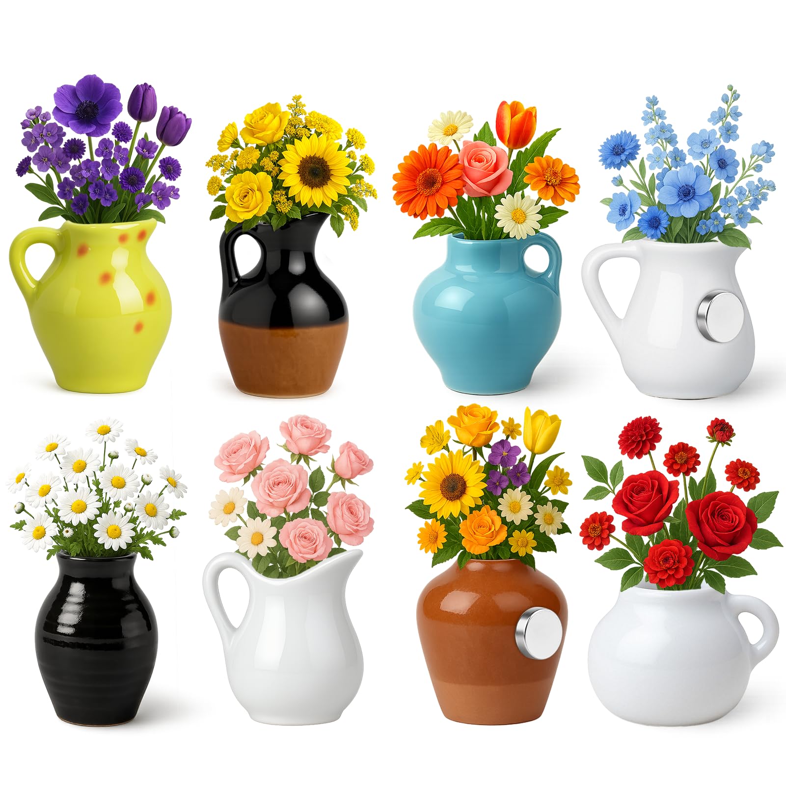 Juome mini vase magnet on fridge holding notes and photos