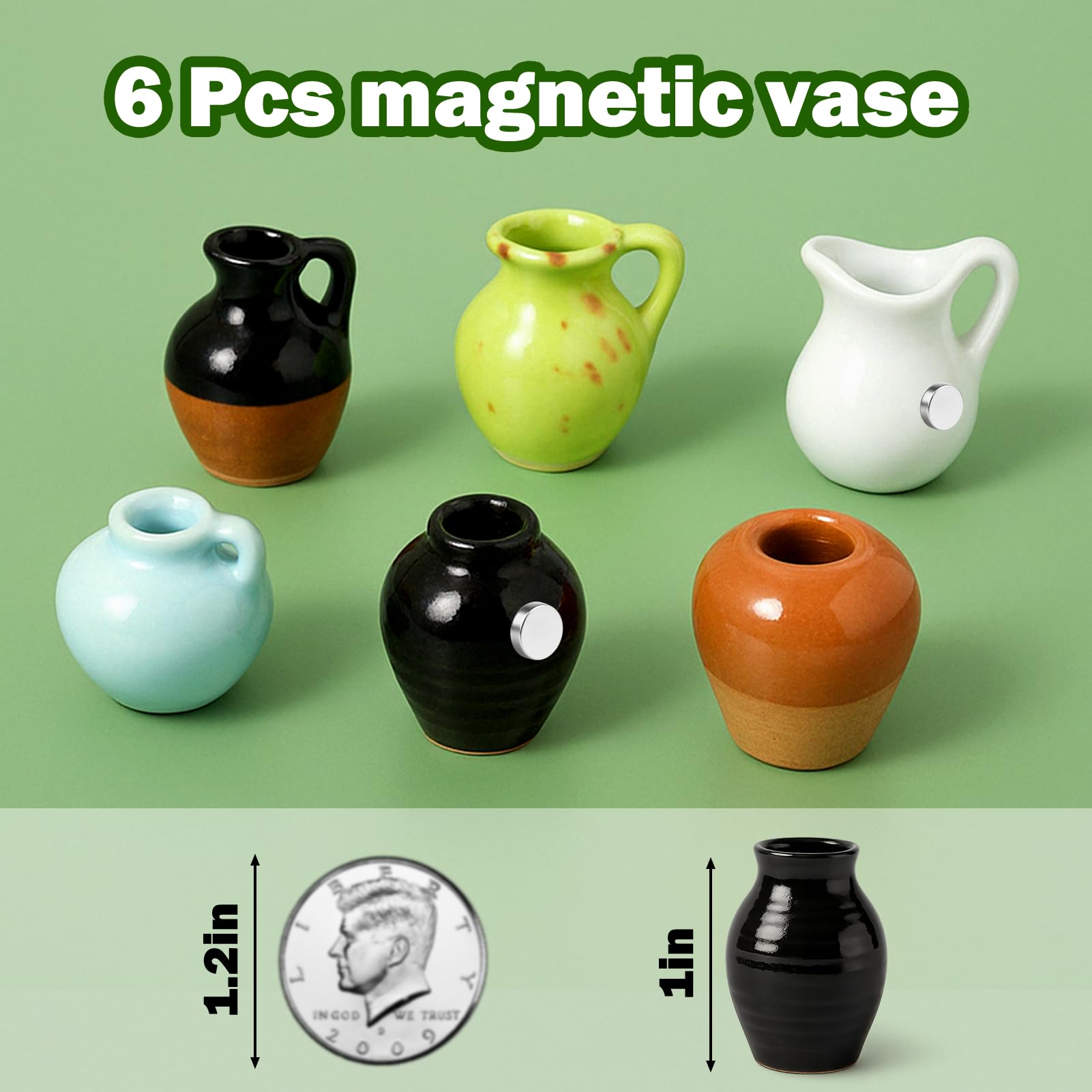 Juome mini vase magnet used in an office decor setup.