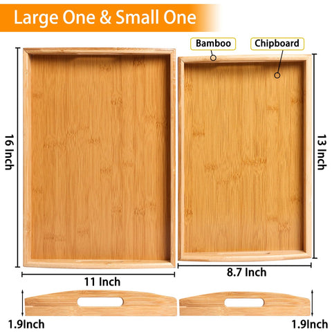 JUPELI bamboo serving tray small handles ideal for snacks and compact spaces.