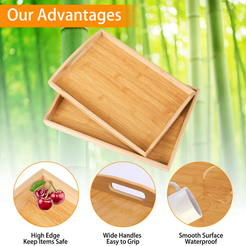 JUPELI natural bamboo tray shows grain and eco-friendly style.
