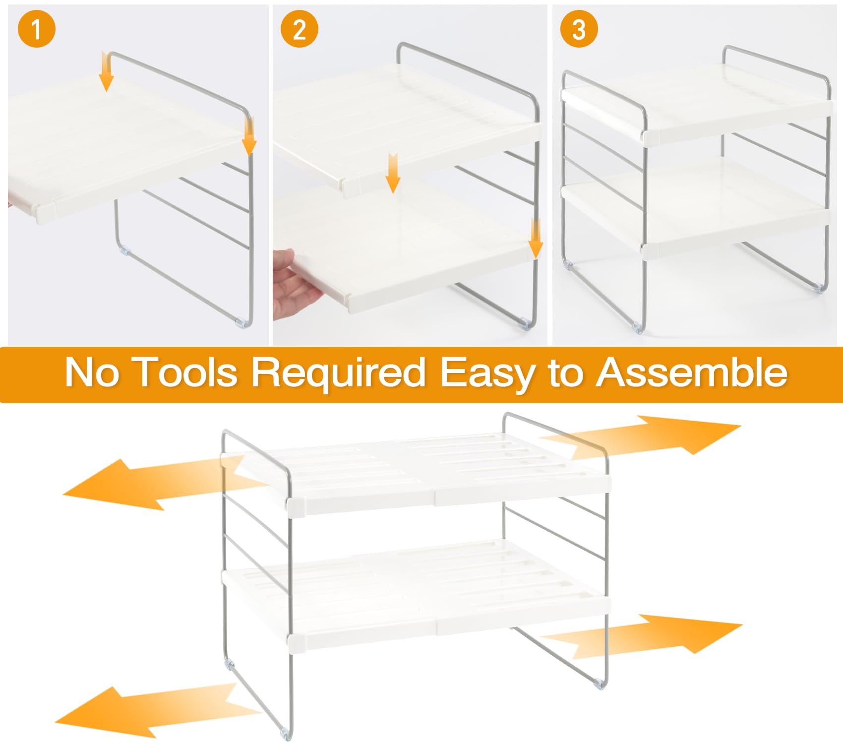 JUPELI non-slip feet keep the organizer stable on countertops and shelves.