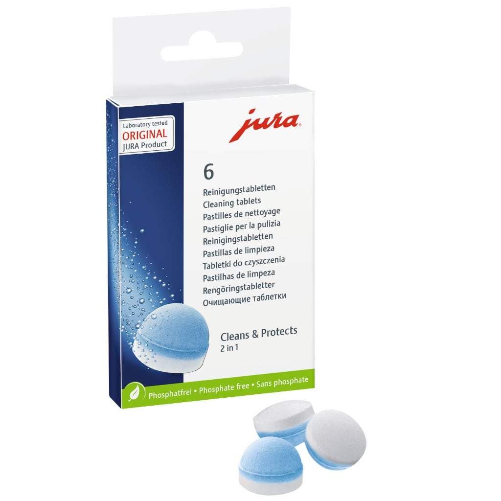 JURA 2-phase cleaning tablets, six-pack, for hygienic upkeep of JURA coffee machines.