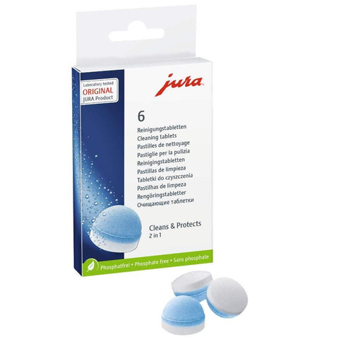 JURA 2-phase cleaning tablets, six-pack, for hygienic upkeep of JURA coffee machines.