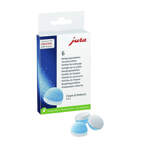 Jura 64308 cleaning tablets 6-pack front view for easy routine maintenance.