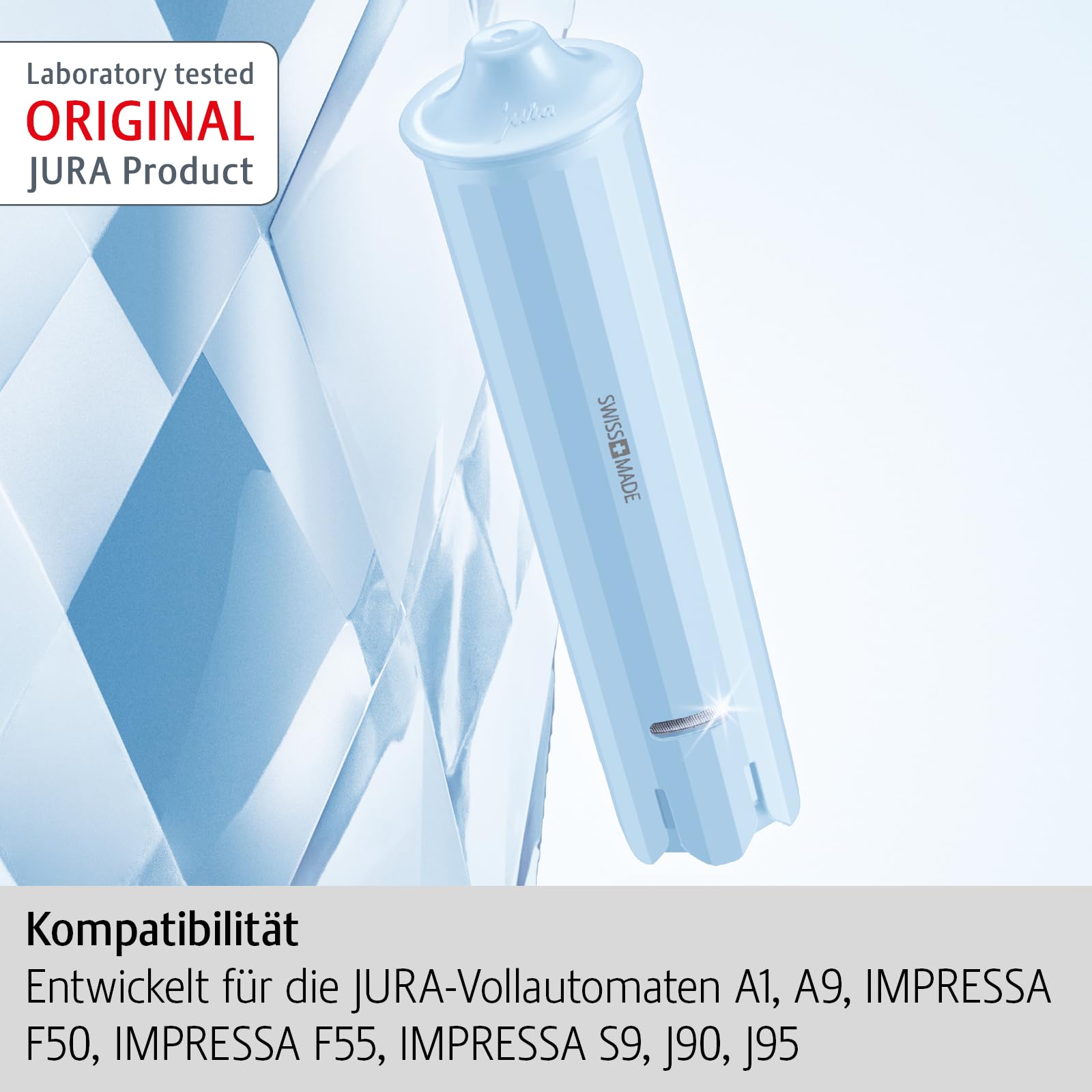 Jura CLARIS Blue+ water in the machine tank showing filtered water