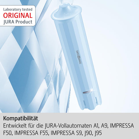 Jura CLARIS Blue+ water in the machine tank showing filtered water