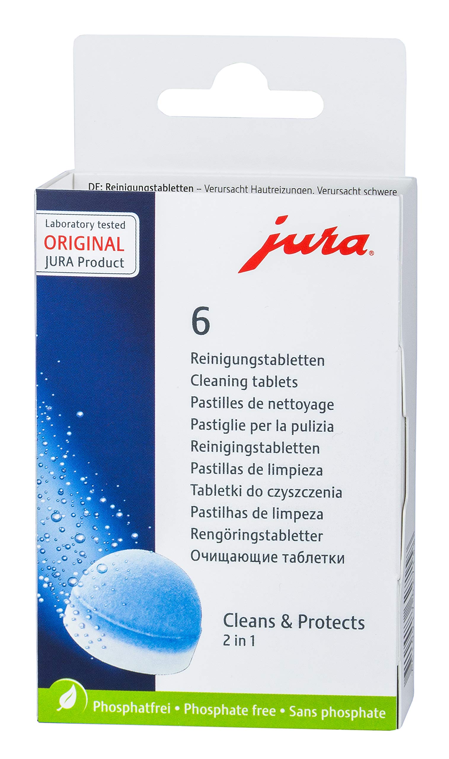 Jura combi pack cleaning tablets, front view, supports clean brew cycles and fresh flavors