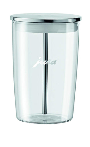 Jura glass milk container with 0.5l capacity, ideal for fresh milk for espresso drinks