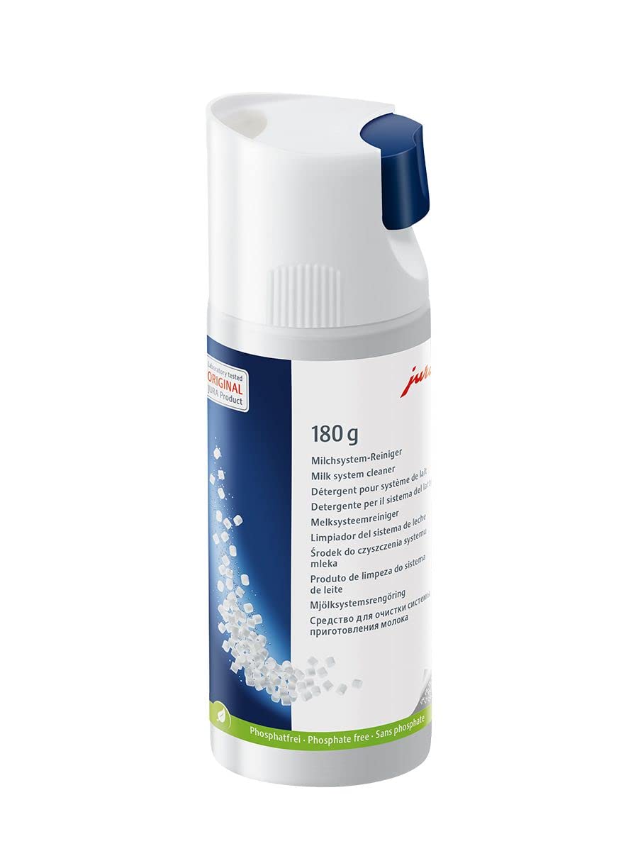 Jura Milk System Cleaner Mini-Tabs with Dispenser keeps milk tubes clean for smooth foam