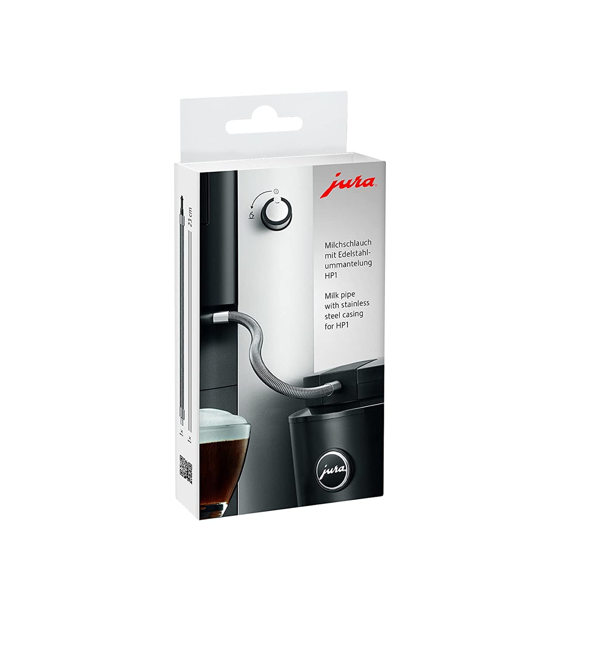 Jura milk tube with stainless steel casing for WE8 ensures hygienic milk delivery